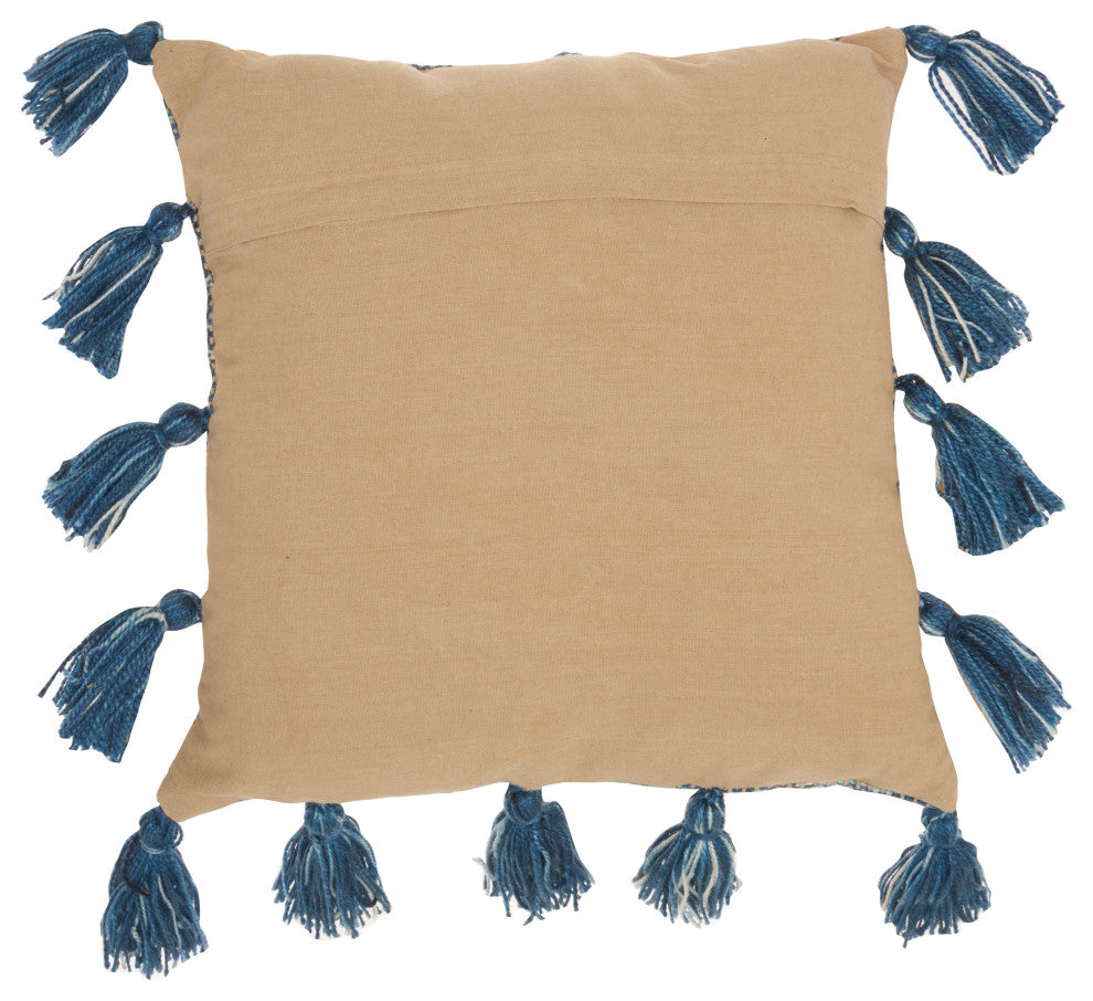 Nourison Home 18"x18" Mina Victory Lifestyle Woven, Tassels Navy Throw Pillows