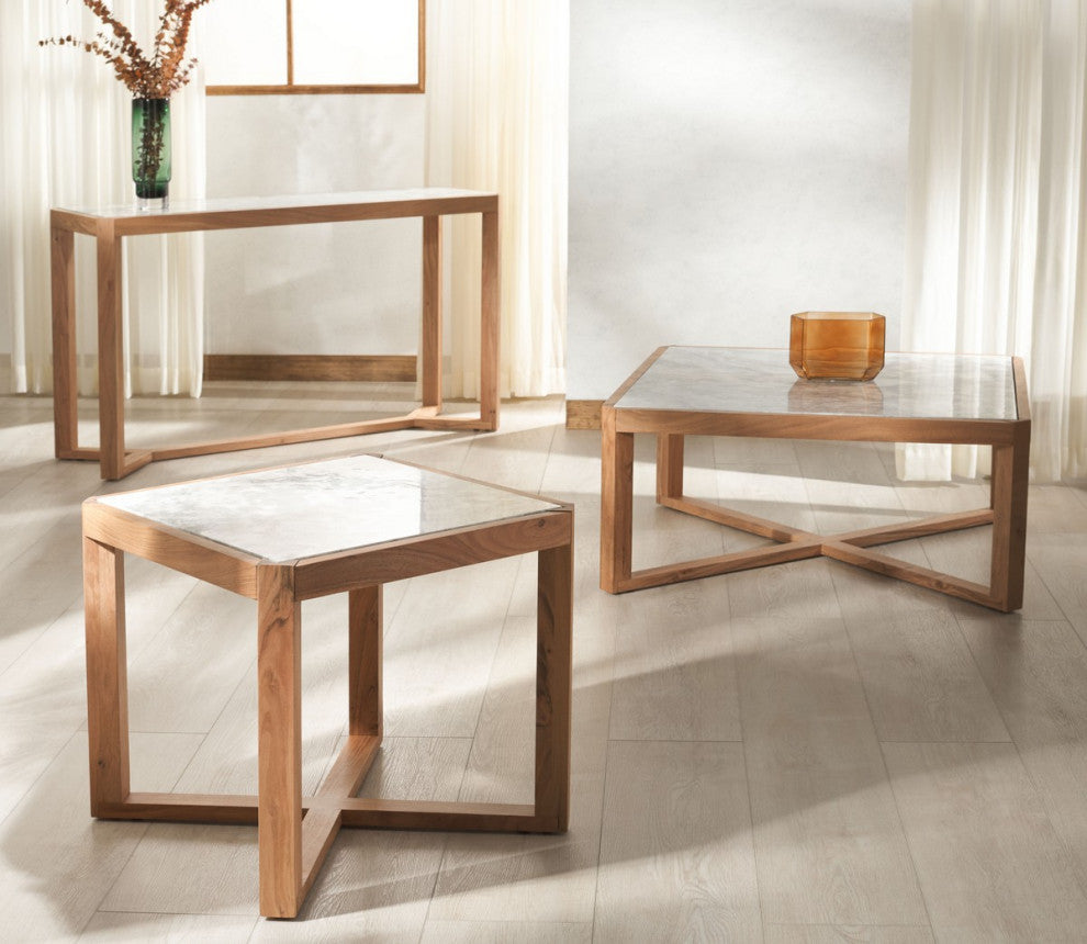 Safavieh Couture Bernardi Marble Top Coffee Table, Natural/White