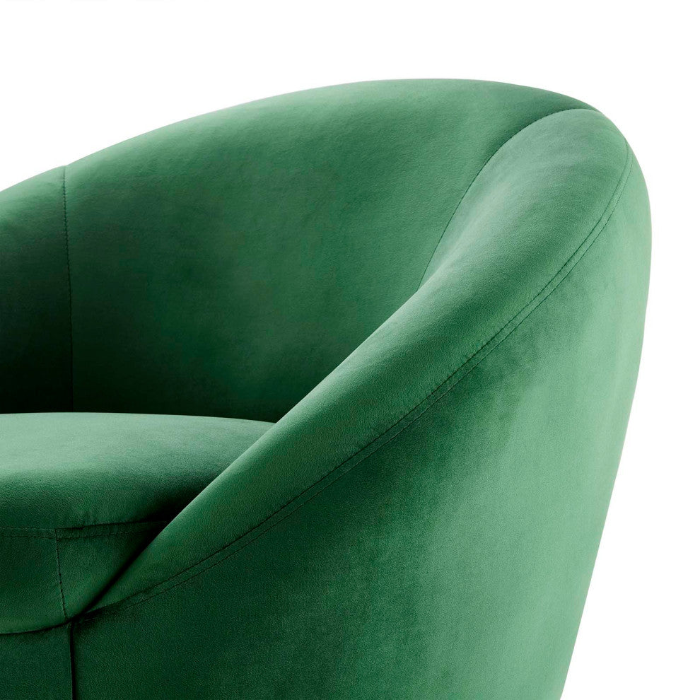 Armchair Swivel Accent Chair, Black Green, Velvet, Modern, Lounge Hospitality