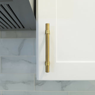 Satin Brass Gold Handle Pull 10-1/8" (256mm) Hole Centers, 12" Length