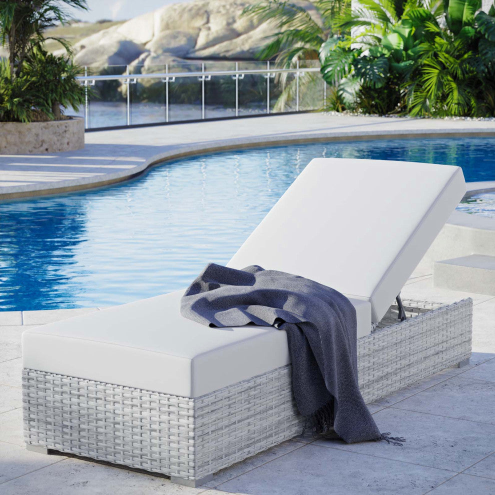 Convene Outdoor Patio Chaise Light Gray White