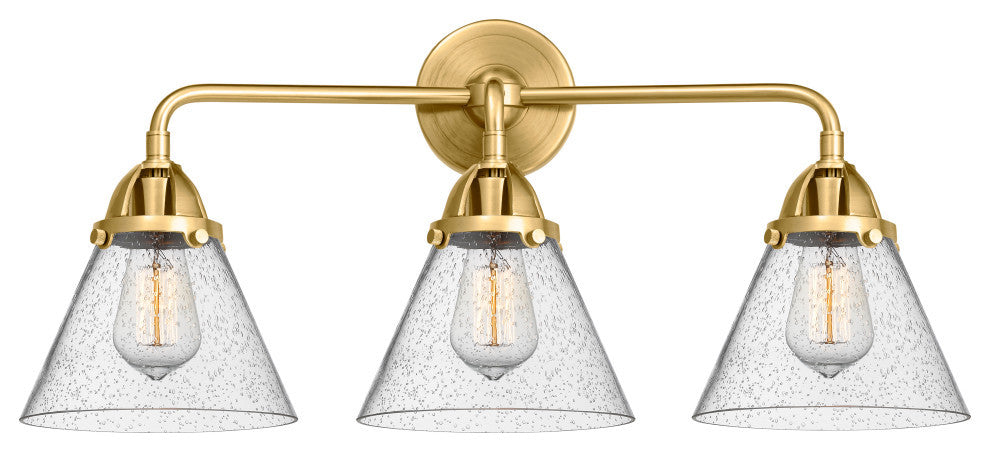 Large Cone Bath Vanity Light, Satin Gold, Seedy, Seedy