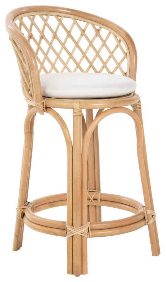Rattan Criss-Cross Counter Stool, Natural