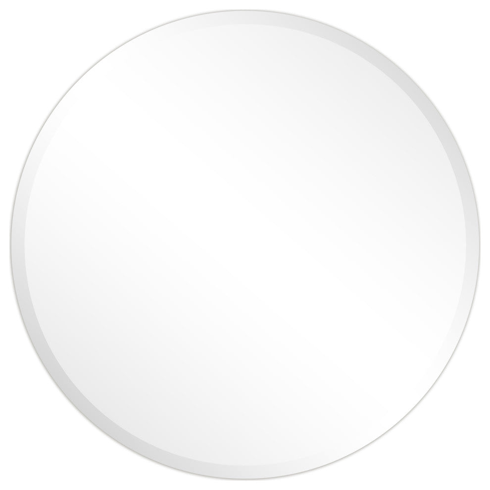 Frameless Beveled Round Wall Mirror, 1" Beveled Edge, 30"x30"