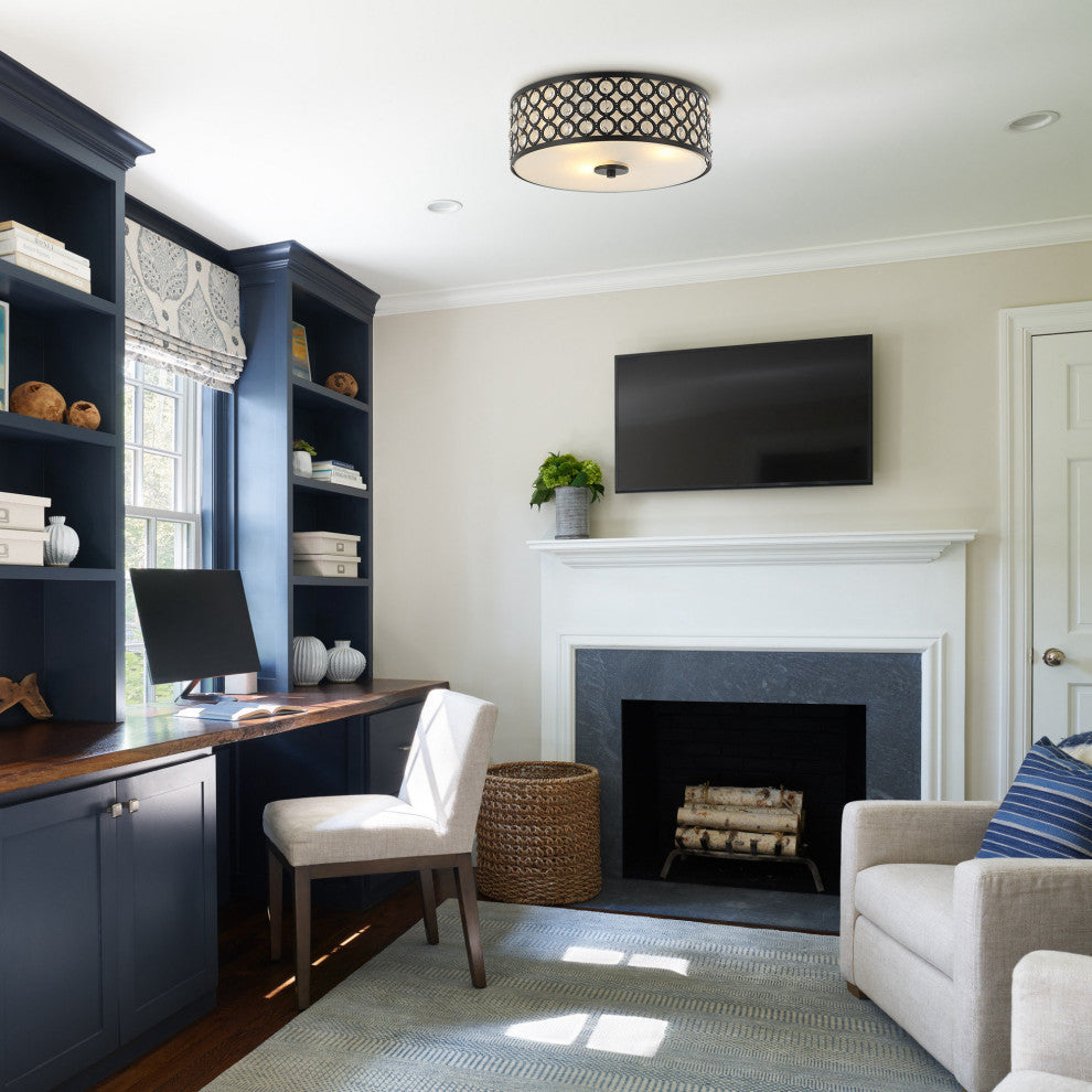 3-Light 14 in Modern LED Flush Mount Light With Crystal