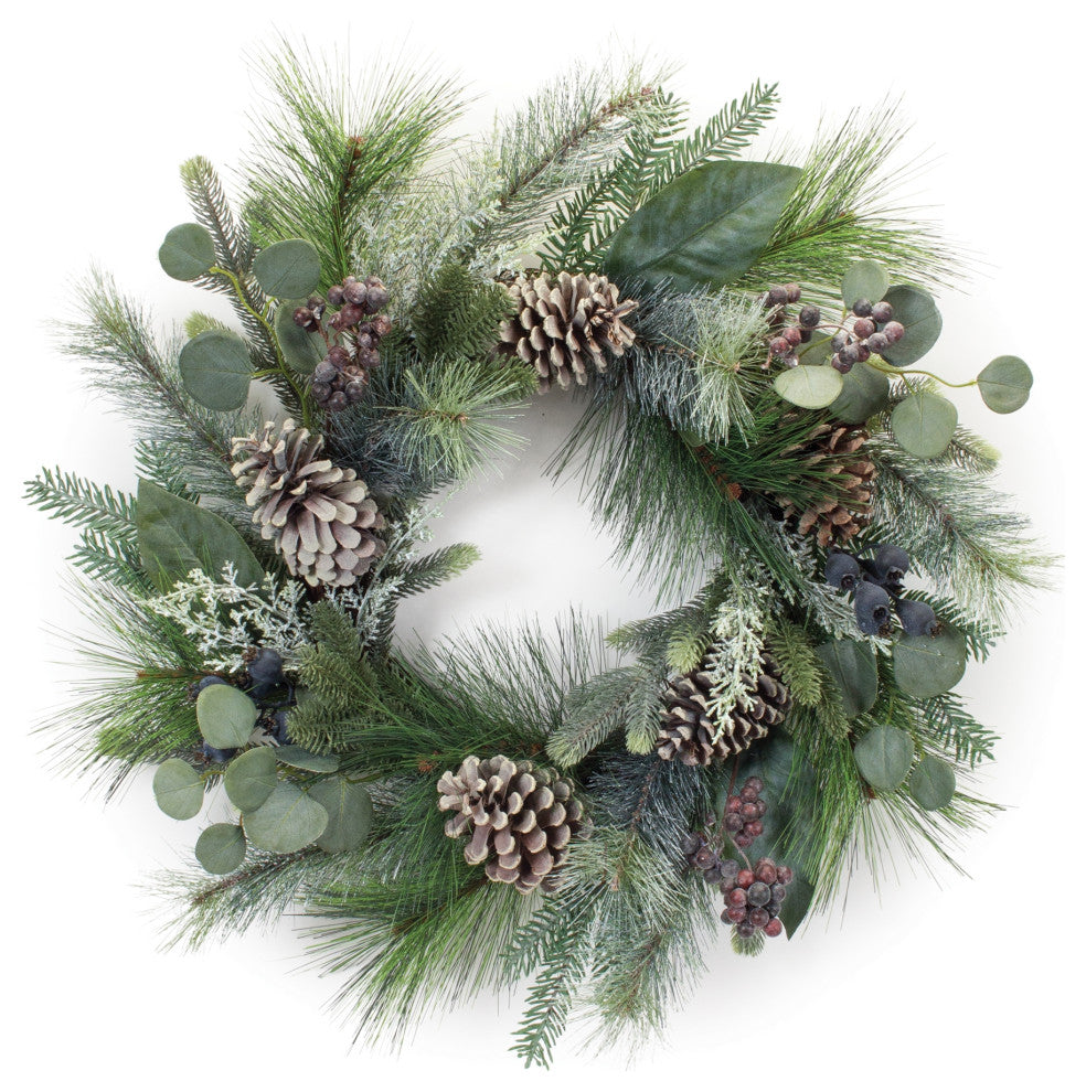 Mixed Pine Eucalyptus Berry Wreath 24"D