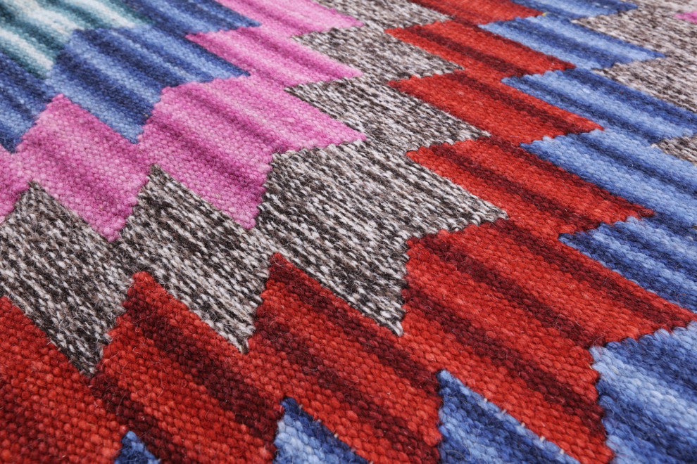5' 0" X 8' 0" Reversible Kilim Flat Weave Wool Rug Q10542