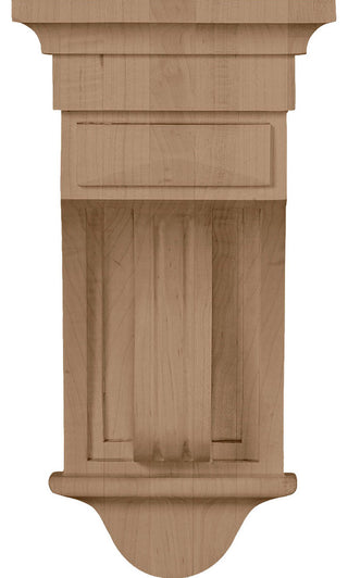 6 1/2"W x 6 1/2"D x 12"H Raised Fluting Corbel, Cherry