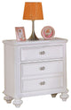 Transitional Wooden Three Drawers Nightstand with Round Glass Knobs, White