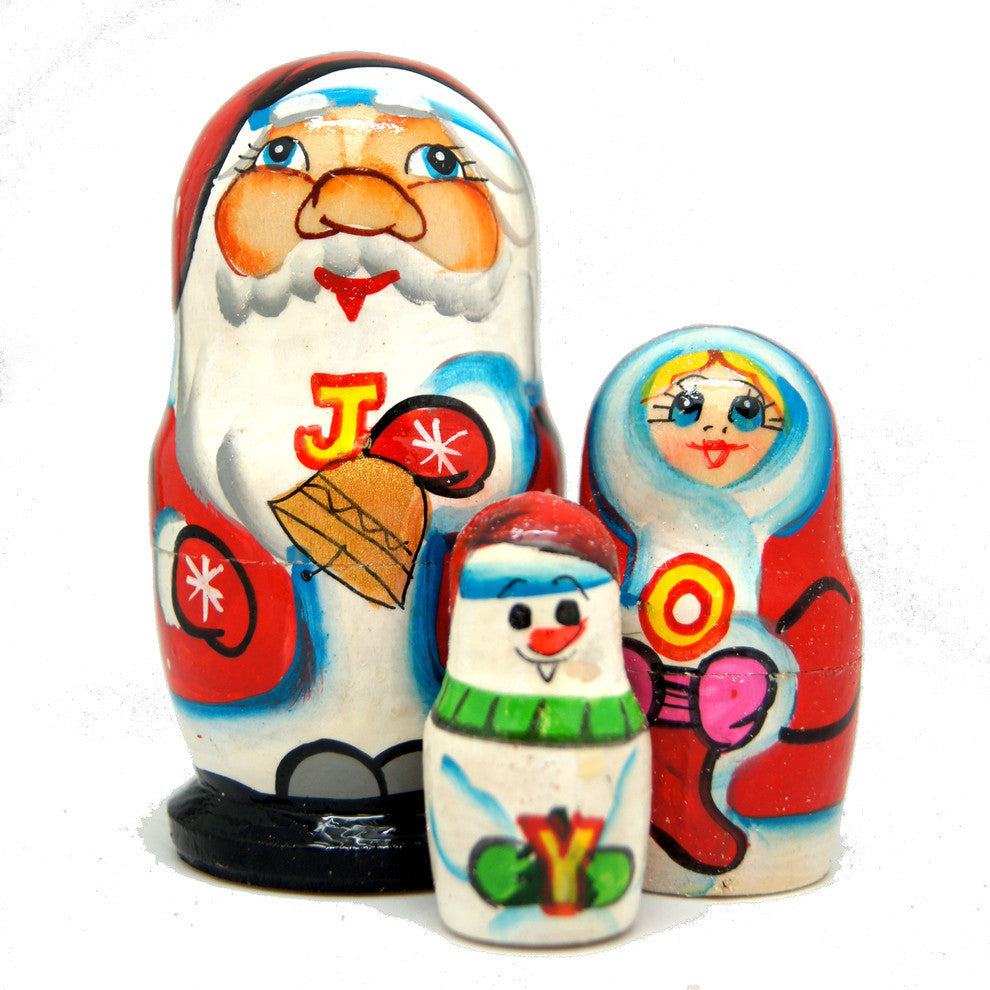 Joy Santa's Family 3-Piece Nesting Doll