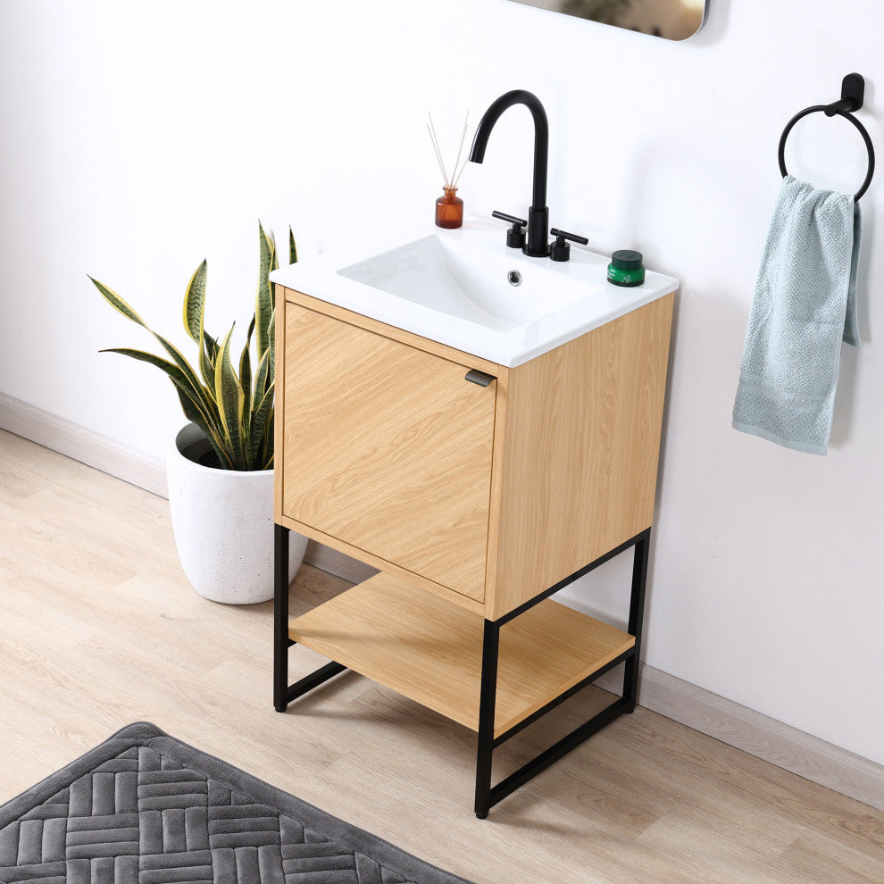 Juhl Chevron-Front 2-Shelf Bath Vanity Cabinet Only, Sink Basin Not Included