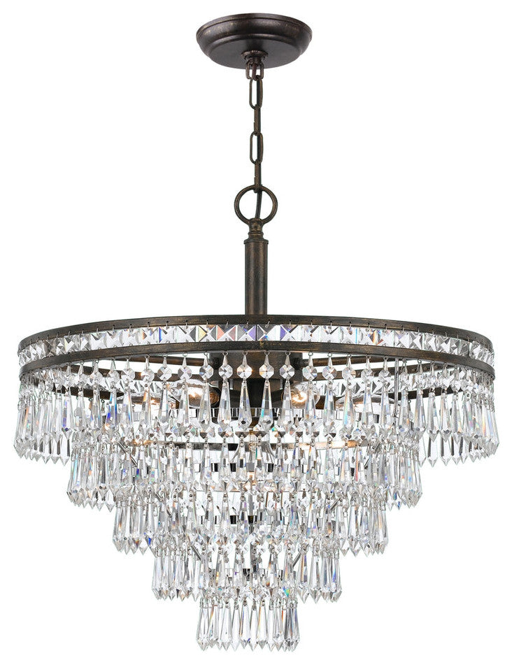 Crystorama 5264-EB-CL-MWP, 7-Light Chandelier, English Bronze