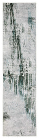 Michaela Machine Washable Modern Grey/ Teal Indoor Area Rug, Grey, 2'x8'