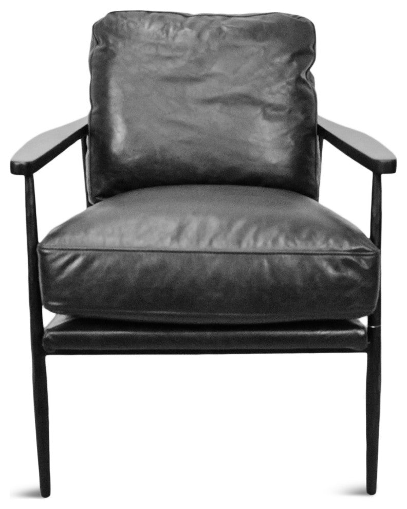Charcoal Black Leather Club Chair