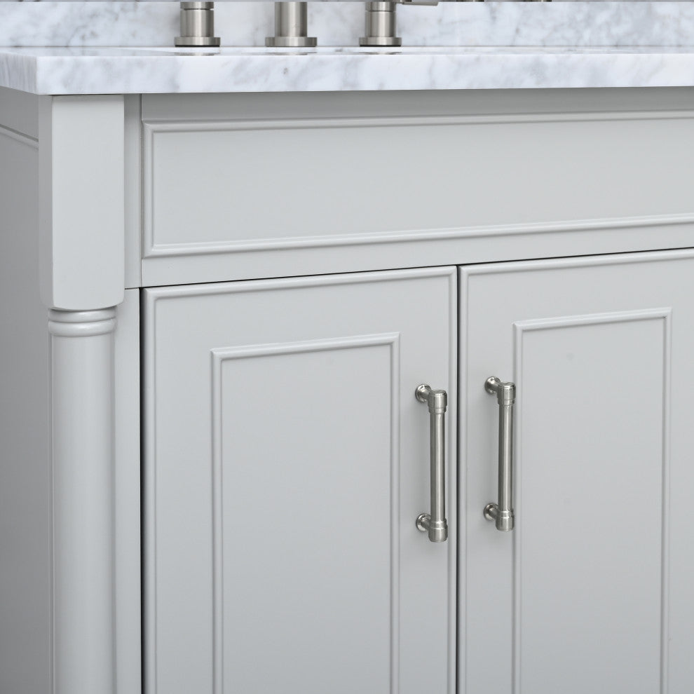 Avanity Bristol 60" Vanity Combo in Light Gray and Carrara White Marble Top