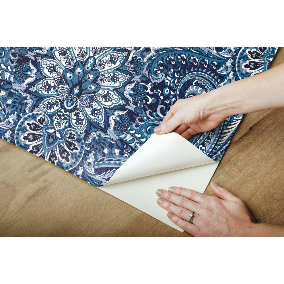 Blue & Grey Swept Away Peel & Stick Wallpaper