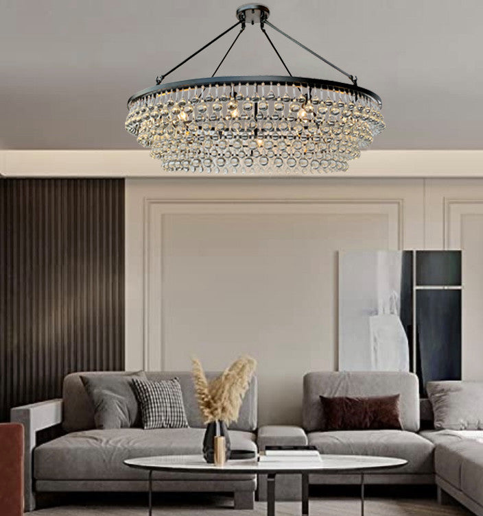 Celeste XL Crystal Chandelier, Hanging or Flush mount, Black