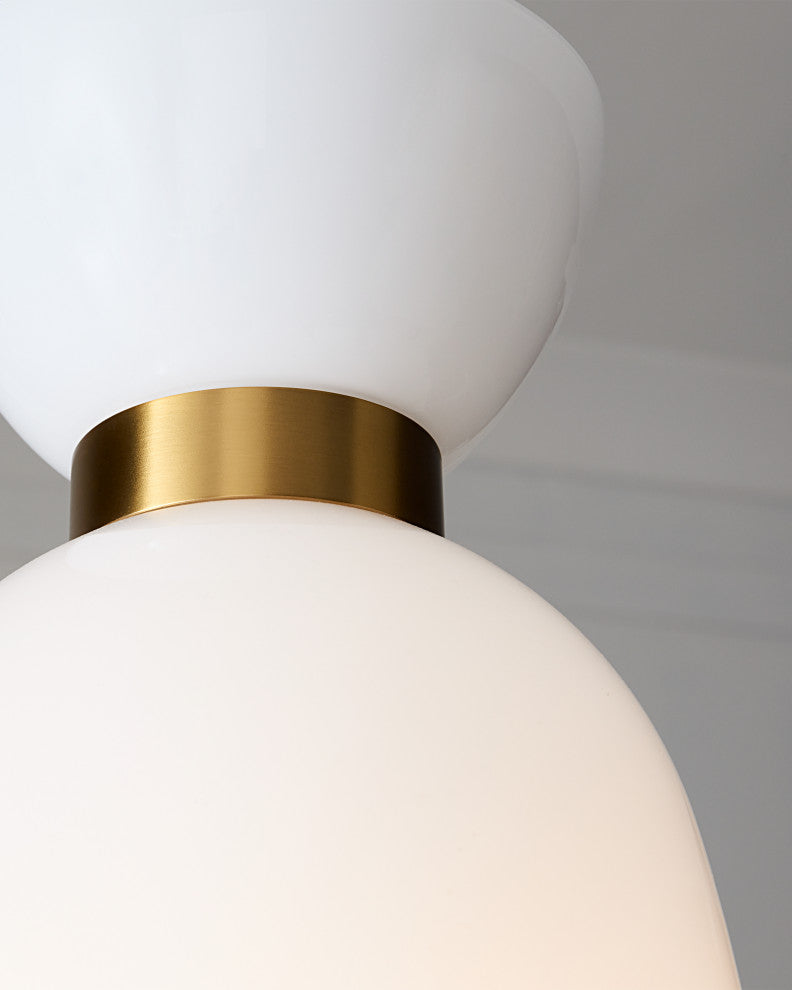 Londyn Tall Pendant, Burnished Brass with Milk White Glass