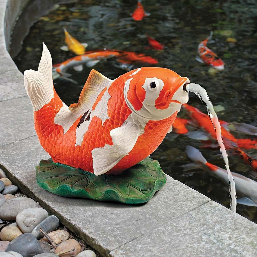 Kohaku Koi Piped Statue
