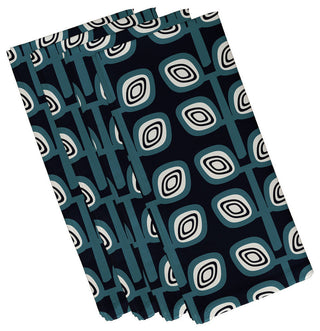 Leaf Tree Geometric Print Napkin, Navy Blue, Set of 4