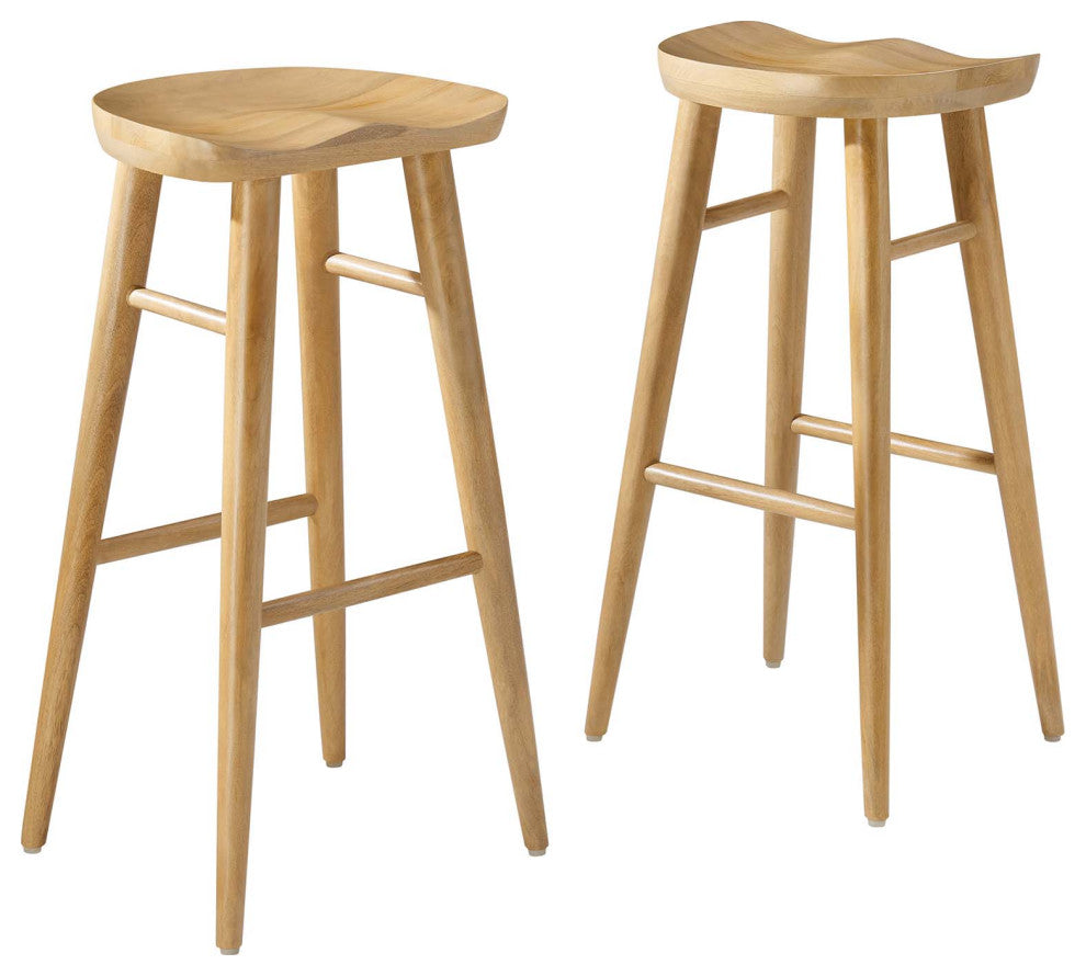 Saville Backless Wood Bar Stools - Set of 2