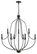9 Light 32.5 in. Matte Black Chandelier