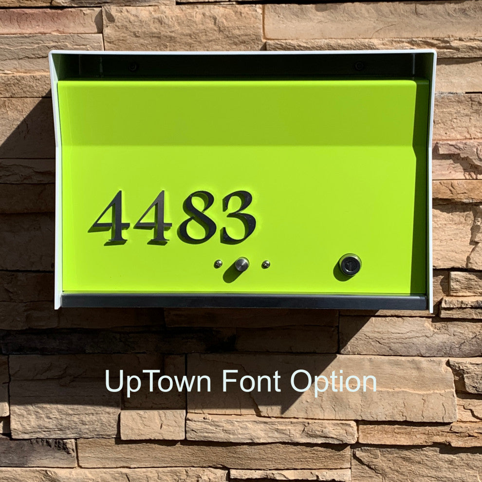 RetroBox Locking Modern Wall Mounted Mailbox, in Black Lemon Lime