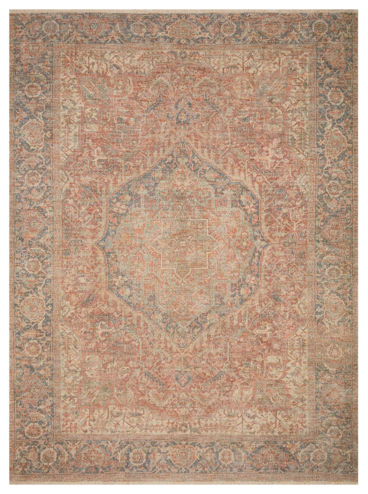Priya PRY-07 Brick/Navy 3'6"x5'6" Area Rug