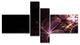 Purple Shiny Fractal Flowers, Abstract Wall Art Canvas, 60"x32", 4 panels