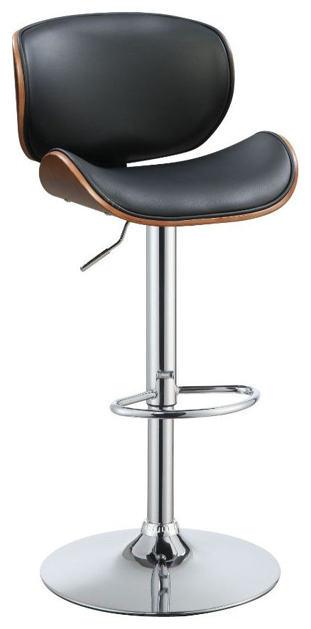 Acme Camila 3PC Swivel Adjustable 25-33 Stool Black PU and Walnut 96753