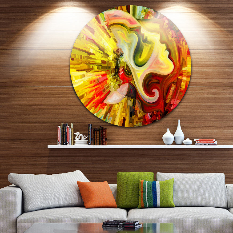 Beyond Inner Paint, Abstract Round Metal Wall Art, 11"