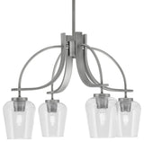 Cavella 4 Light, Downlight Chandelier, Graphite Finish, 5" Clear Bubble Glass