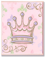 Stupell Industries Crown with Fleur de Lis on Pink Background, 13 x 19