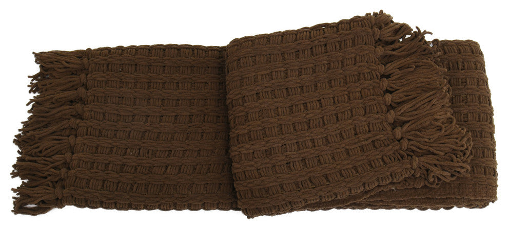 Space Yarn Knitted Throw, Chocolate, 50" X 60"