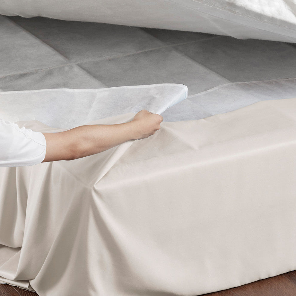 Madison Park Simple Fit Wrap Around Adjustable Bedskirt, Ivory