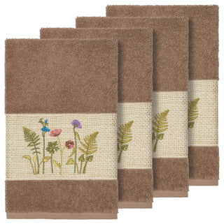 Serenity 4-Piece Embellished Hand Towel Set, Latte