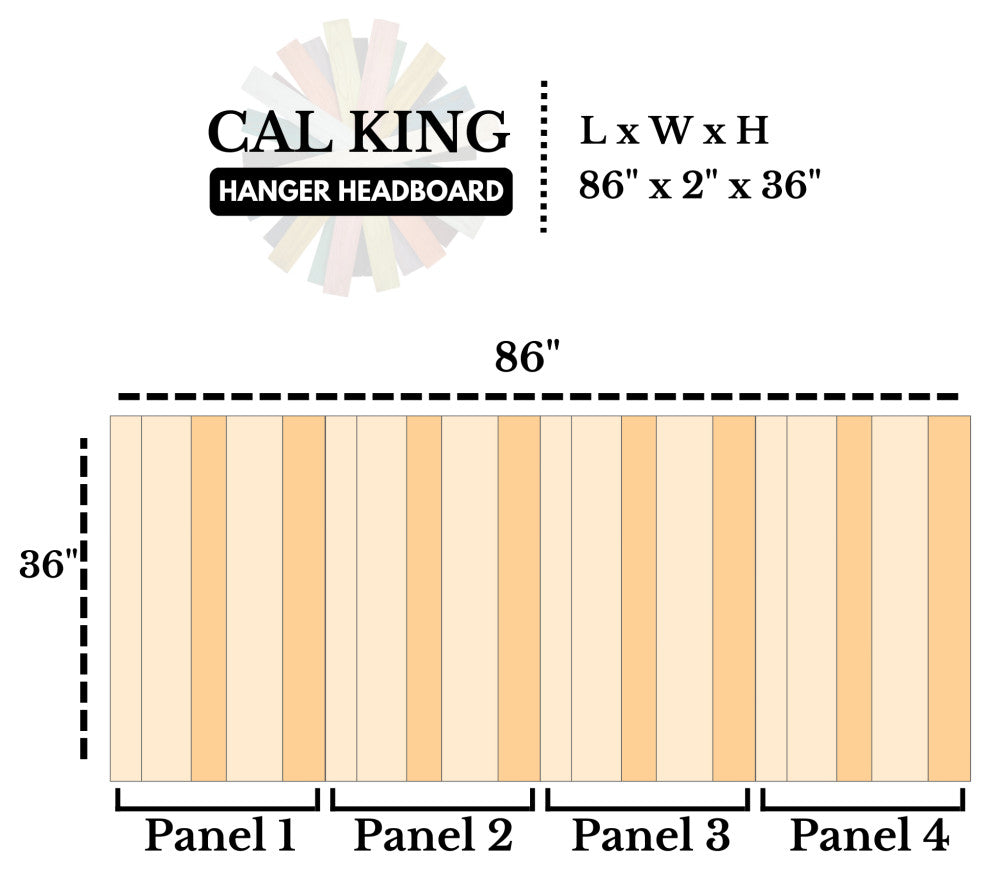 Handcrafted Headboard, Hanger Style, Noir Mix, Cal King