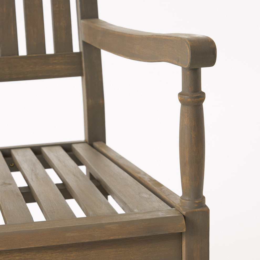 Penny Outdoor Acacia Wood Rocking Chairs, Set of 2, Gray Finish