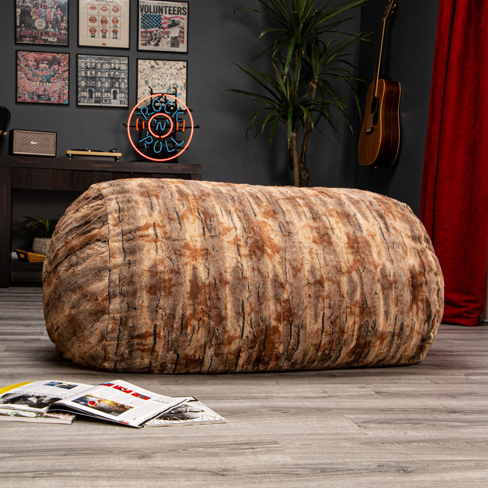 Jaxx Bean Bags Sofa Saxx Bean Bag Lounger, 4-Feet - Faux Fox Fur - Red Fox