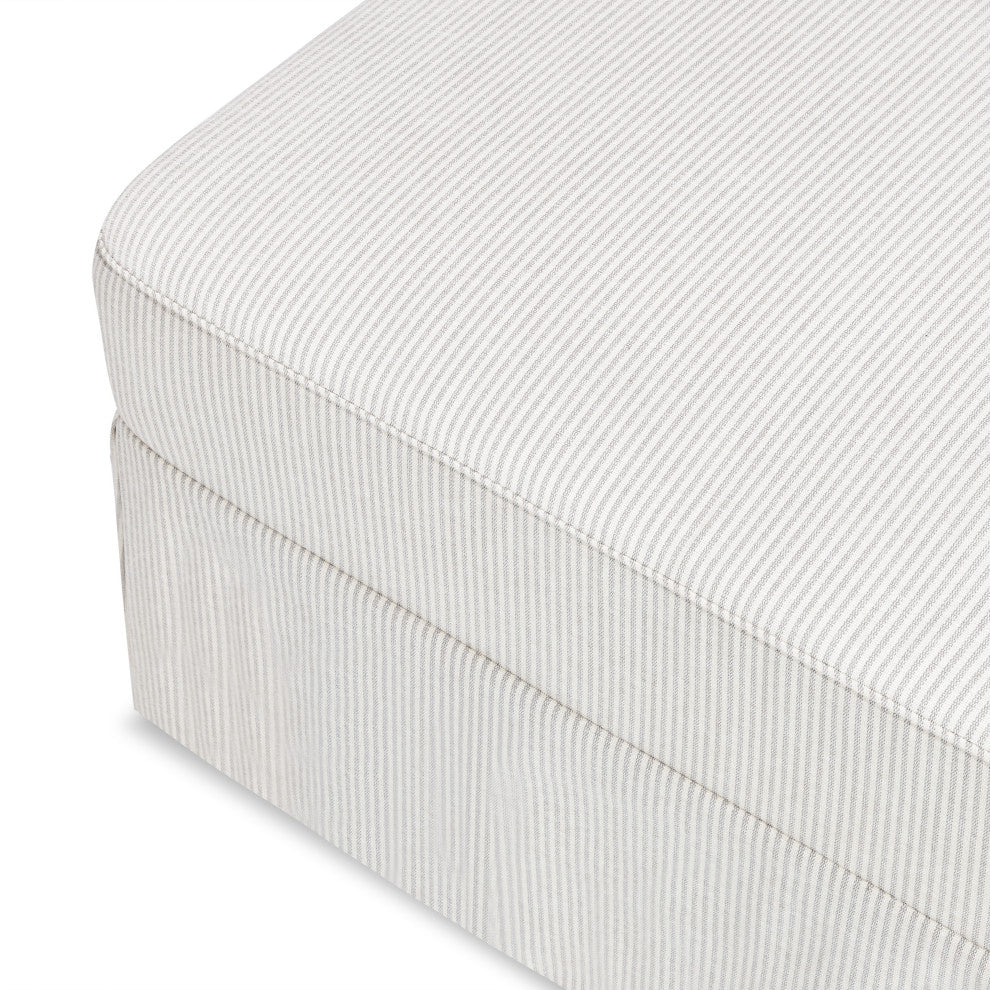 Crawford Gliding Ottoman, Fog Chatham Stripe Performance Eco-Weave