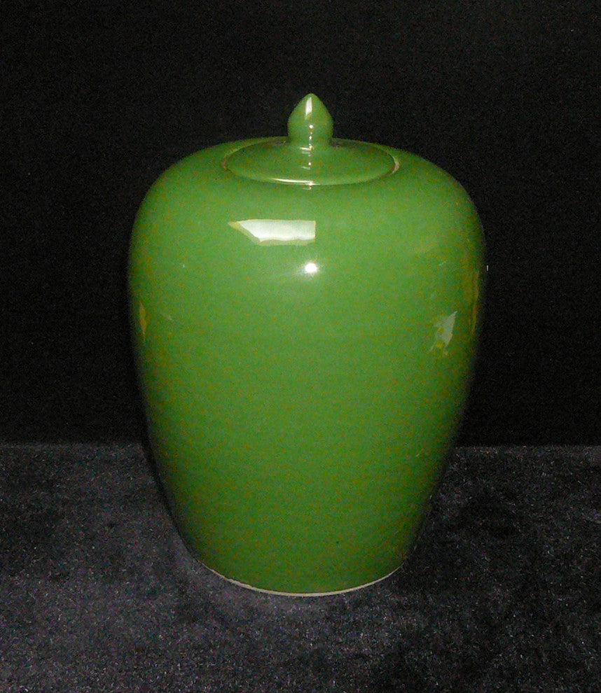 Simple Plain Green Glaze Porcelain Vase Jar