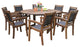 9-Piece Eucalyptus Round Lazy Susan Dining set With 8 Stacking Sling Armchairs