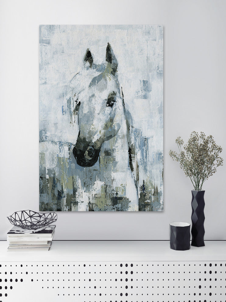 "Magical White Horse" Painting Print on Wrapped Canvas, 20"x30"