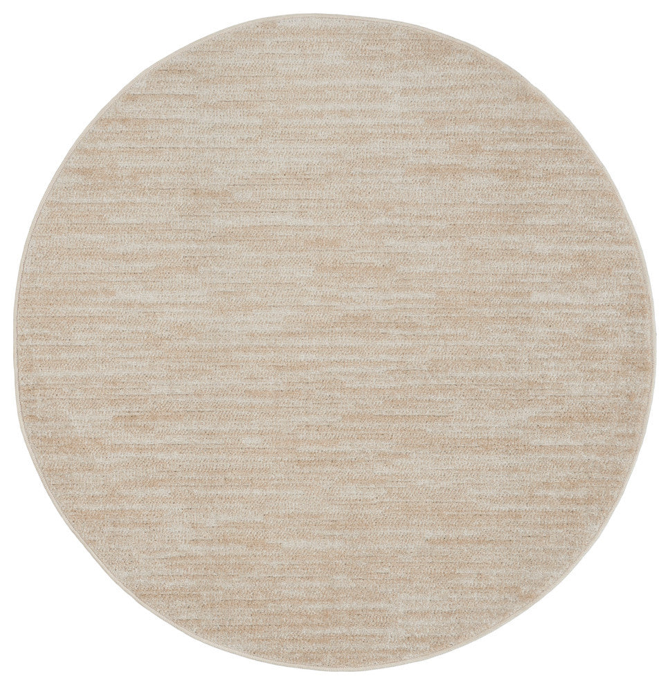 Nourison Essentials 4' x Round Ivory Beige Outdoor Area Rug