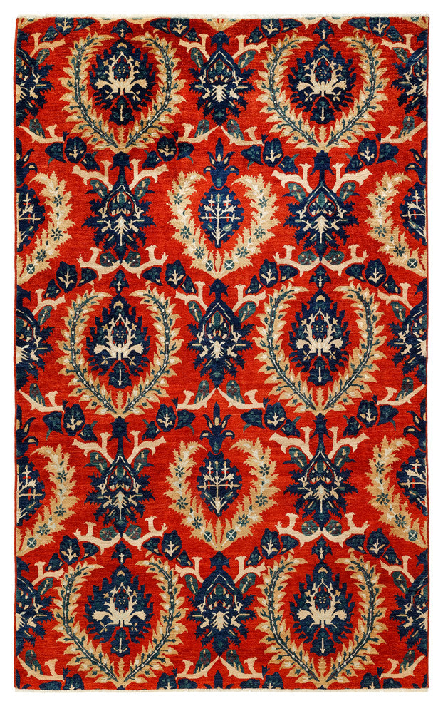 Eclectic, One-of-a-Kind Hand-Knotted Area Rug Orange, 6'7"x10'5"