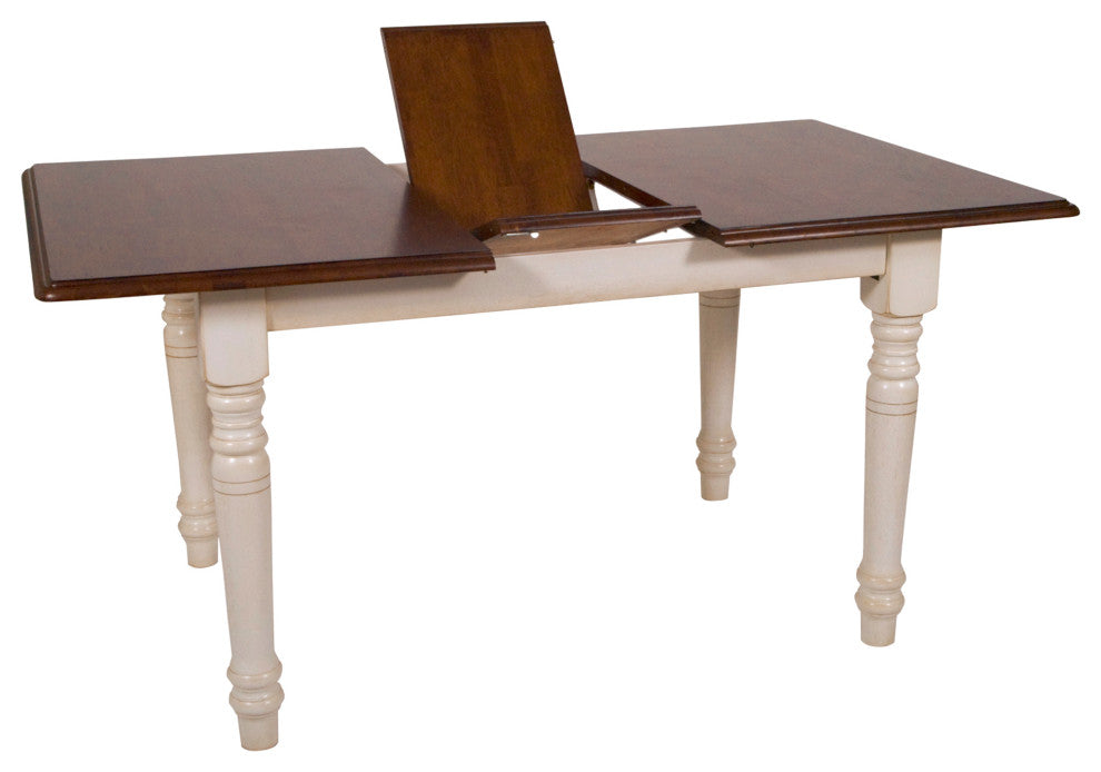 60" Rectangular Extendable Butterfly Leaf Dining Table, White/Chestnut Brown