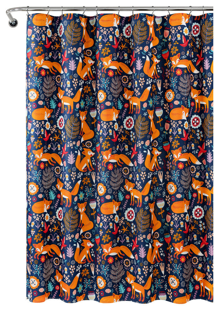 Pixie Fox Shower Curtain 72x72, Navy