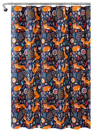 Pixie Fox Shower Curtain 72x72, Navy