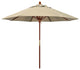 9' Square Push Lift Wood Umbrella, Sunbrella, Antique Beige