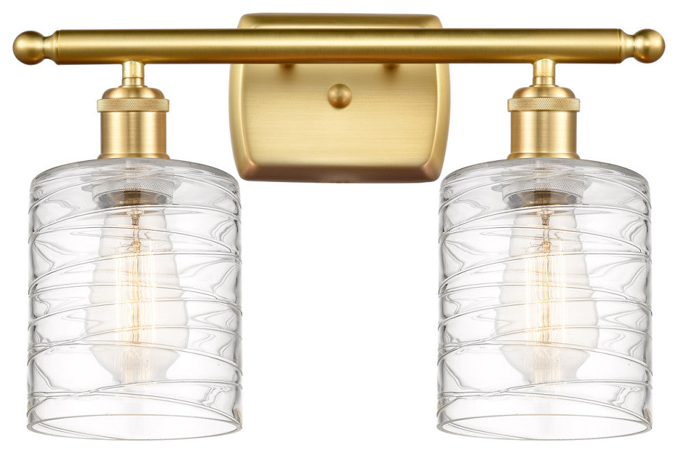 Innovations 516-2W-SG-G1113 2-Light Bath Vanity Light, Satin Gold